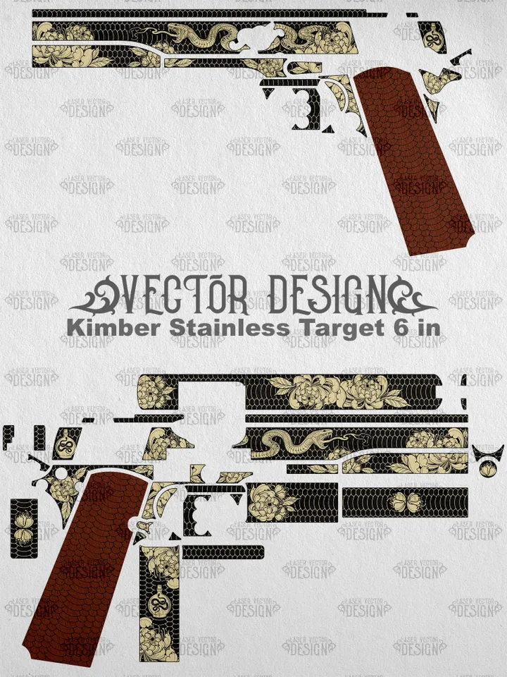 VECTOR DESIGN Kimber stainless target 6 in Snake and flowers