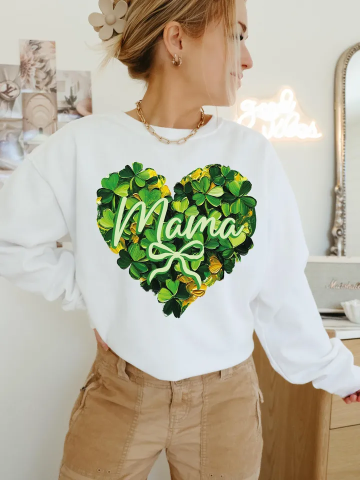 Mama St Patrick's Day PNG, Coquette Brushstroke png, Lucky Mama Png, Shamrock PNG, St Patricks Coquette Png, Lucky Charm Png,Glitter Irish