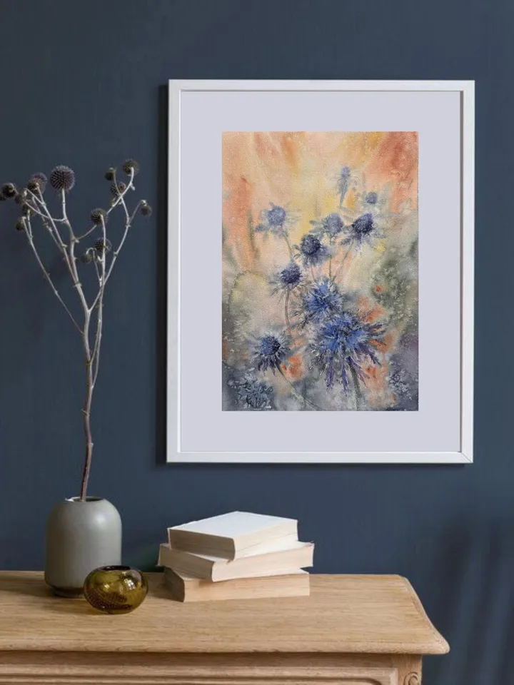 Flowers Original Painting Wildflowers Watercolor Wall Art Floral Artwork