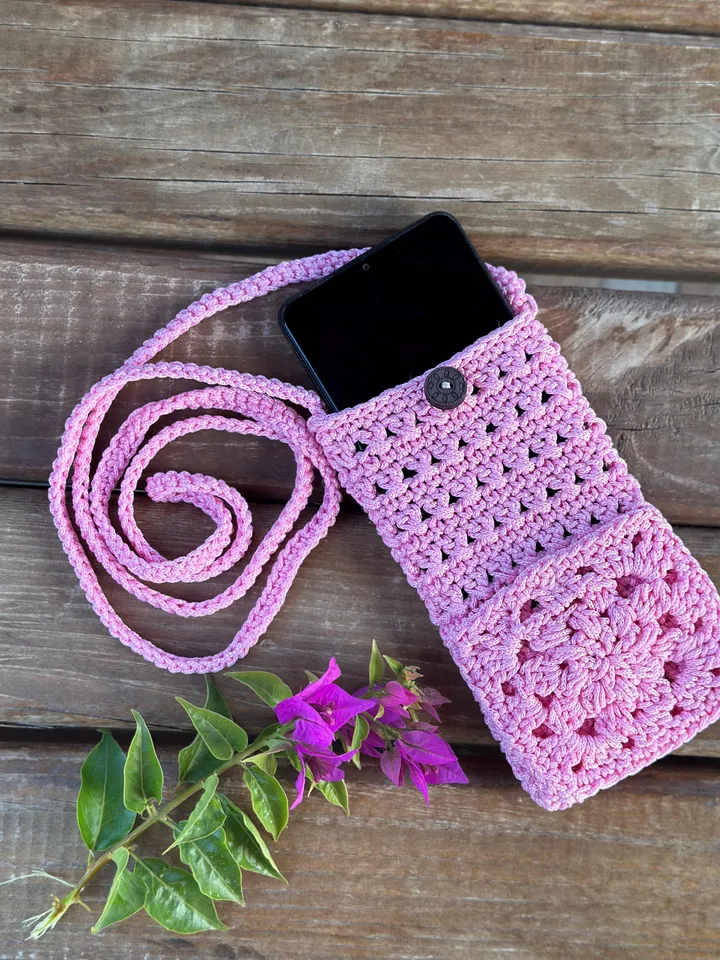 Crochet crossbody bag pattern, cell phone pouch, crochet mini purse, mobile phone case, summer shoulder messenger bag, DIY
