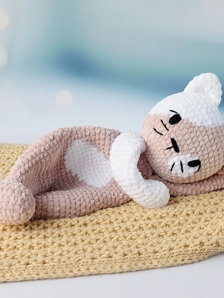 Comforter cat, Kitten lovey, Crochet doll snuggler, Pattern baby doll, Amigurumi pattern, Crochet cat pattern, tutorial.