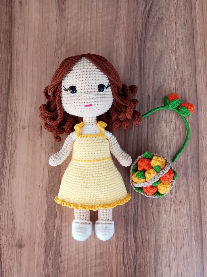 Amigurumi Doll Only Tulip Costume Pdf Pattern Tutorial English, Crochet Tulip Doll Pattern, Cute Knitted Flower Doll for Girls