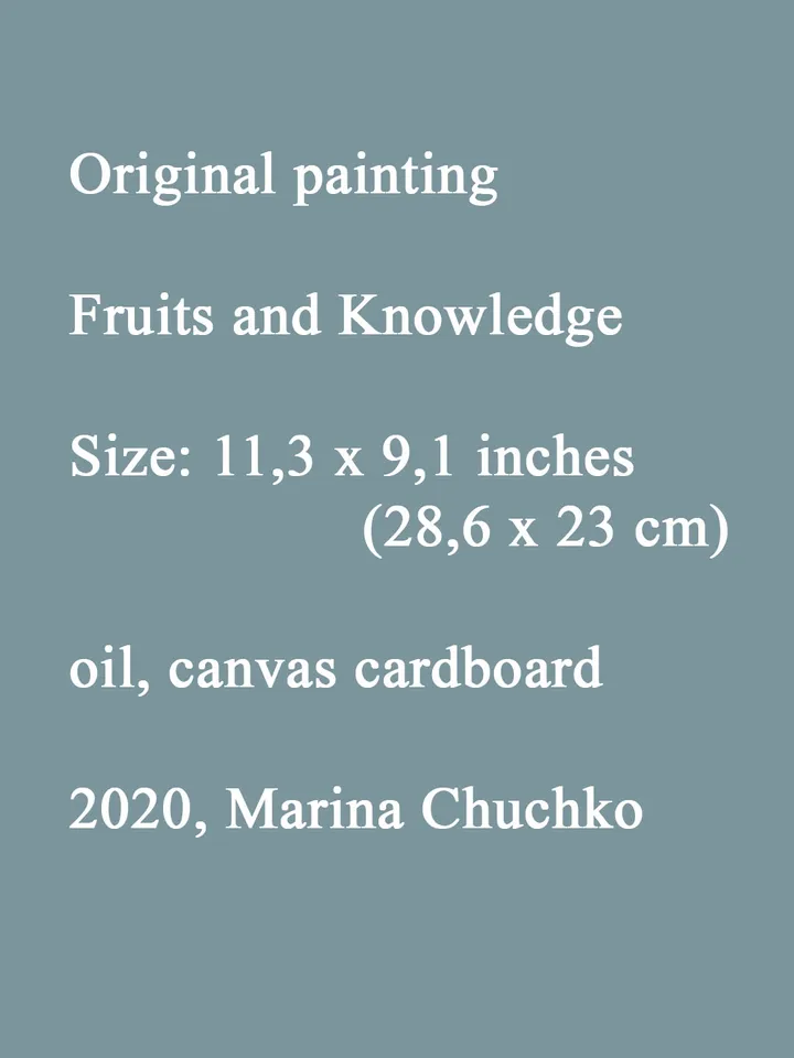Pomegranate Painting 11,3x9,1" ORIGINAL ART Still Life with Fruits Kitchen Artwork Signed by artist Marina Chuchko