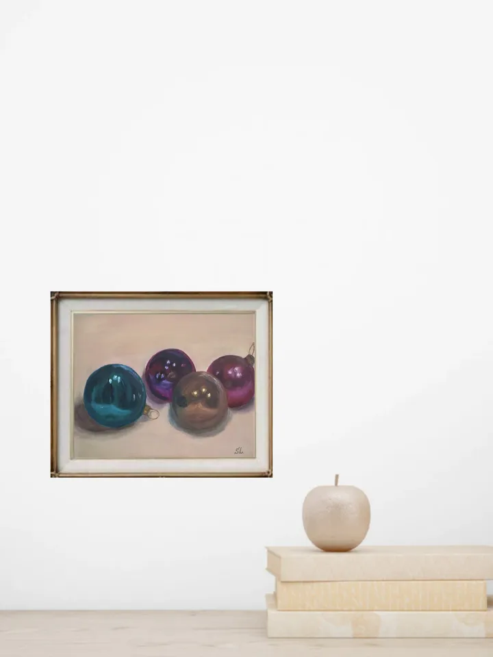 Glass Balls Oil Painting Original Art Winter Holiday Christmas Tree Toys Handmad