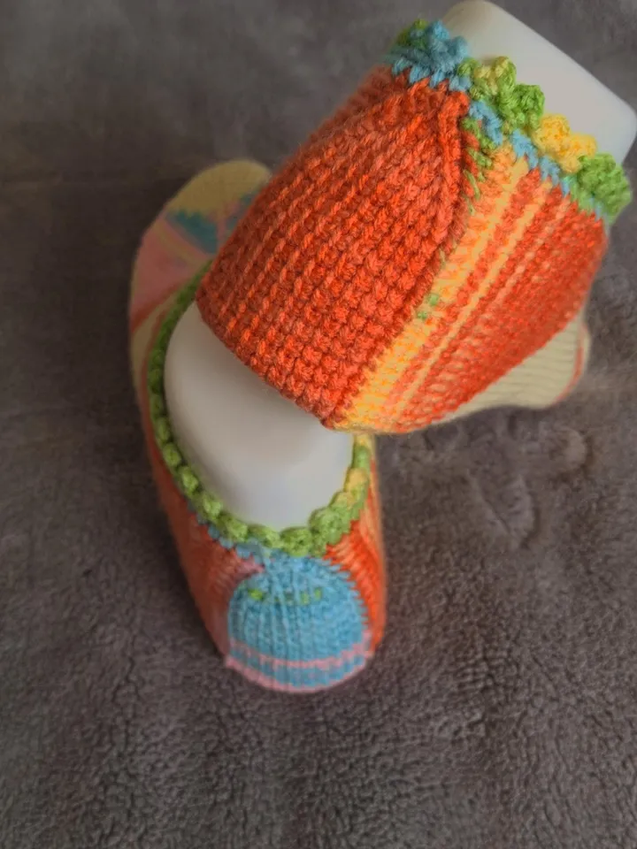 Handmade Colorful Tunisian Crochet Booties - Unique Women Gift