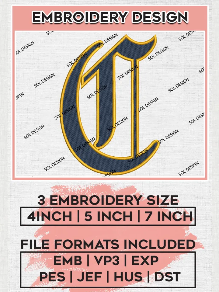 NCAA Canisius Golden Griffins College Team Letter Logo Embroidery Design Files, NCAA Canisius Golden Griffins Machine Embroidery, NCAA Teams, Game Day, 3 sizes, NCAA Machine embroidery designs, Digital Download