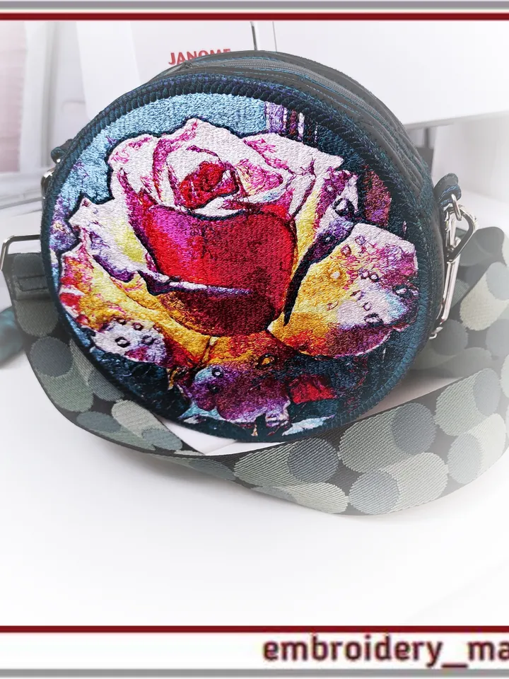 In the hoop Machine Embroidery Design Handbag Photo Stitch Rose ITH by Embroidery Manavi 05