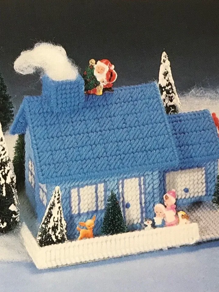 The Christmas Village Plastic Canvas Vintage cross stitch pattern PDF Classic Holiday Designs Instant Download