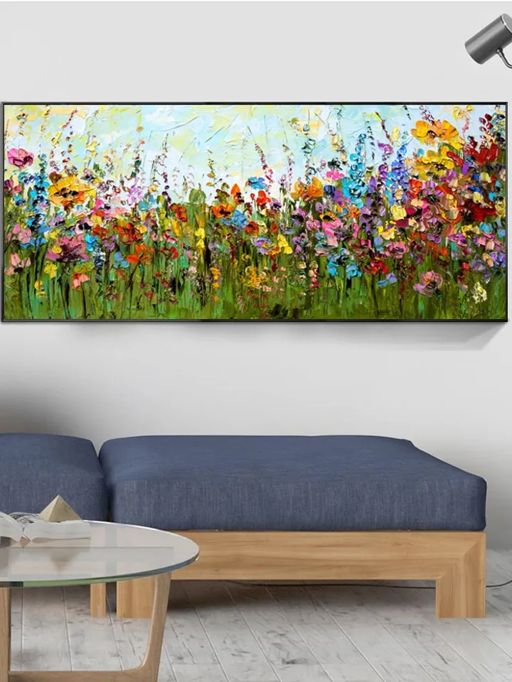 Original painting,Large wall art,Boho wall décor,Flower painting, Color oil painting, Home decor, Modern art, Abstract art,Bedroom decor