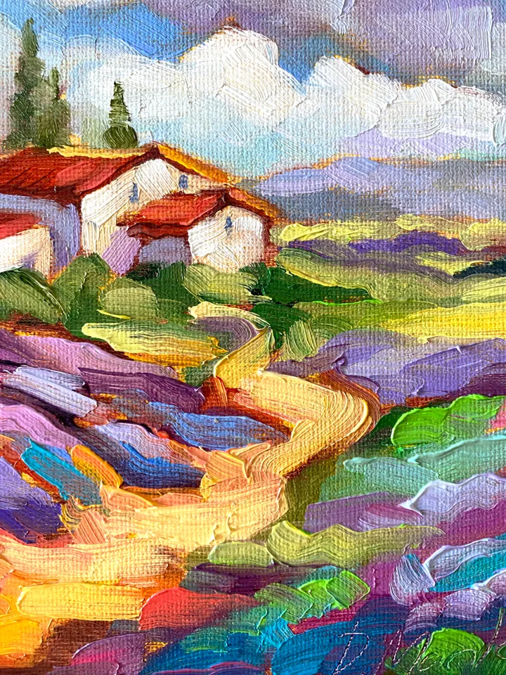 Lavender Fields Painting Tuscany Original Art Landscape Oil Painting ...