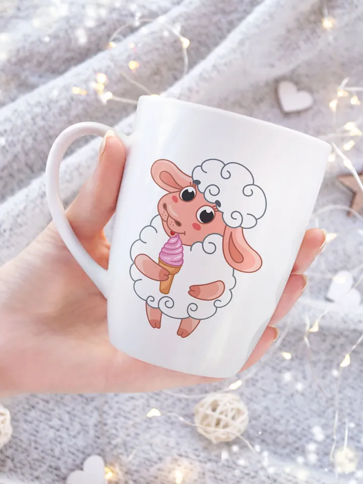 Vector set with cute cartoon sheeps