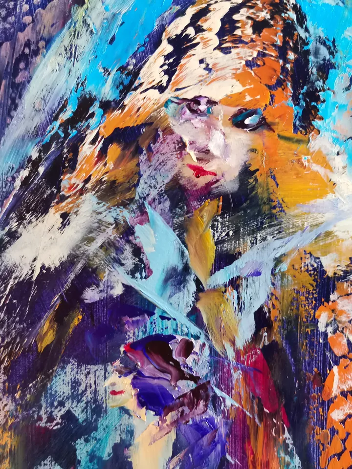 Abstract Life Fate People Angel Girl Art Original Oil Painting Artist Svinar Oksana