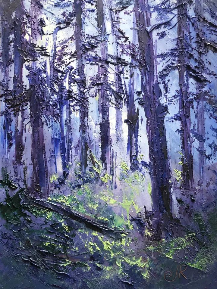 Forest Original Oil Painting Set of 2 Small Landscape Trees Painting Abstract Painting