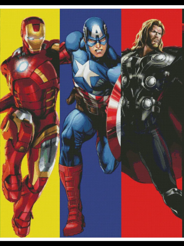 Marvel Cross Stitch Pattern / Avengers Cross Stitch Pattern / Iron Man Hulk Thor Spider Man Counted Printable PDF Chart