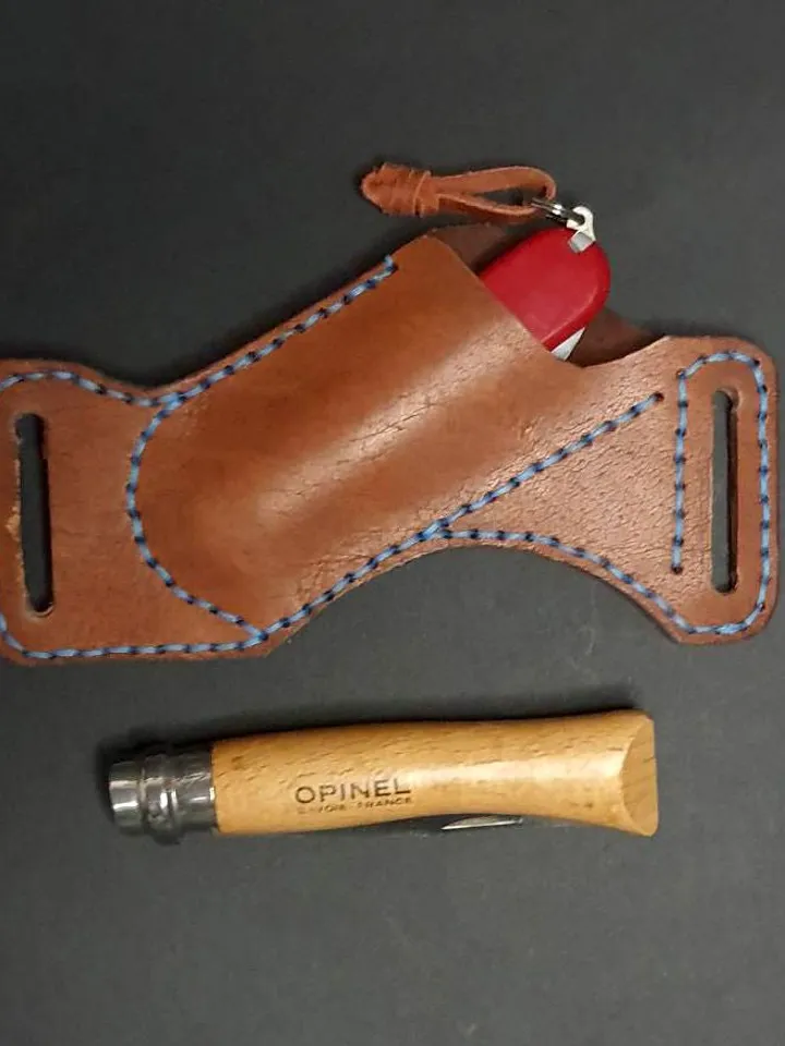 Folding Knife Leather Sheath Organizer EDC Tools fast&easy, pdf pattern sheath, knife sheath, victorinnox, openil, buck, Swiss Army