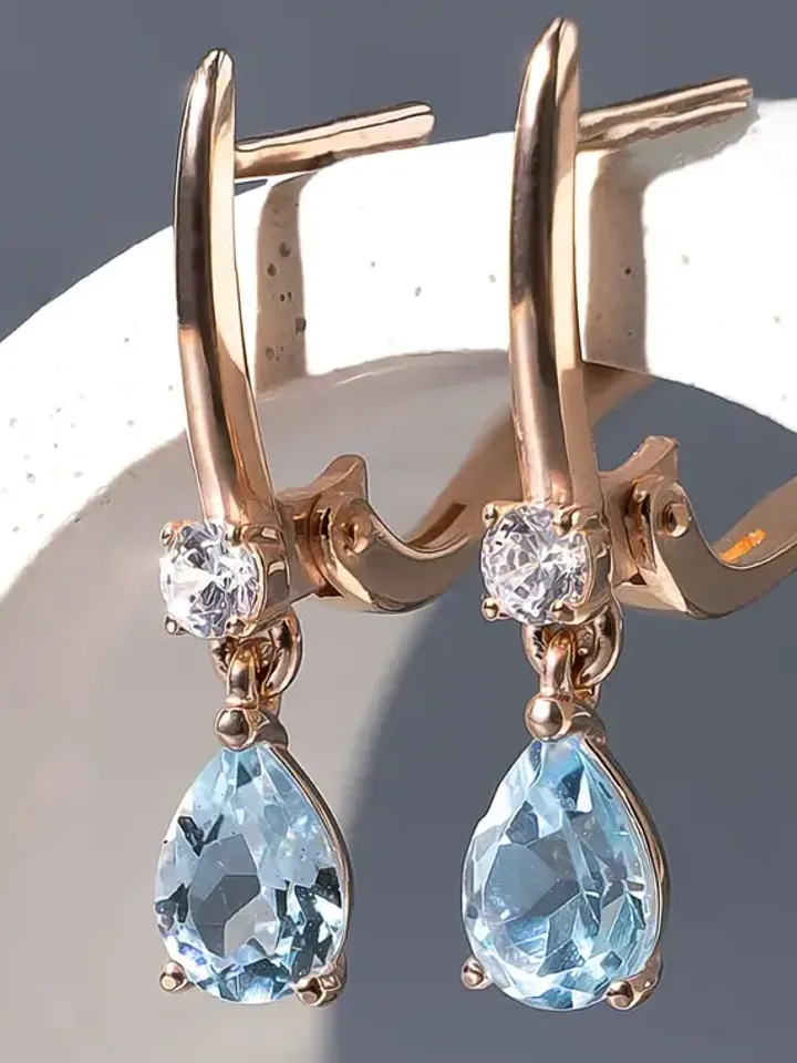 Earrings, silver 925, with topaz