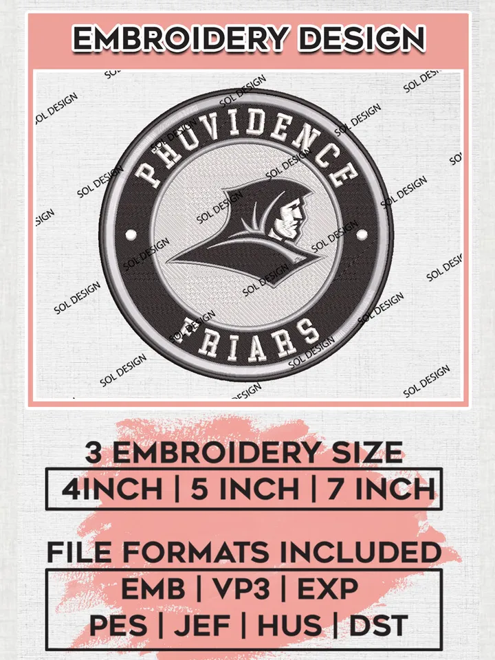 NCAA Providence Friars Round Logo Embroidery, NCAA Providence Friars Logo Embroidery files, NCAA Teams, Machine embroidery designs, Digital Download