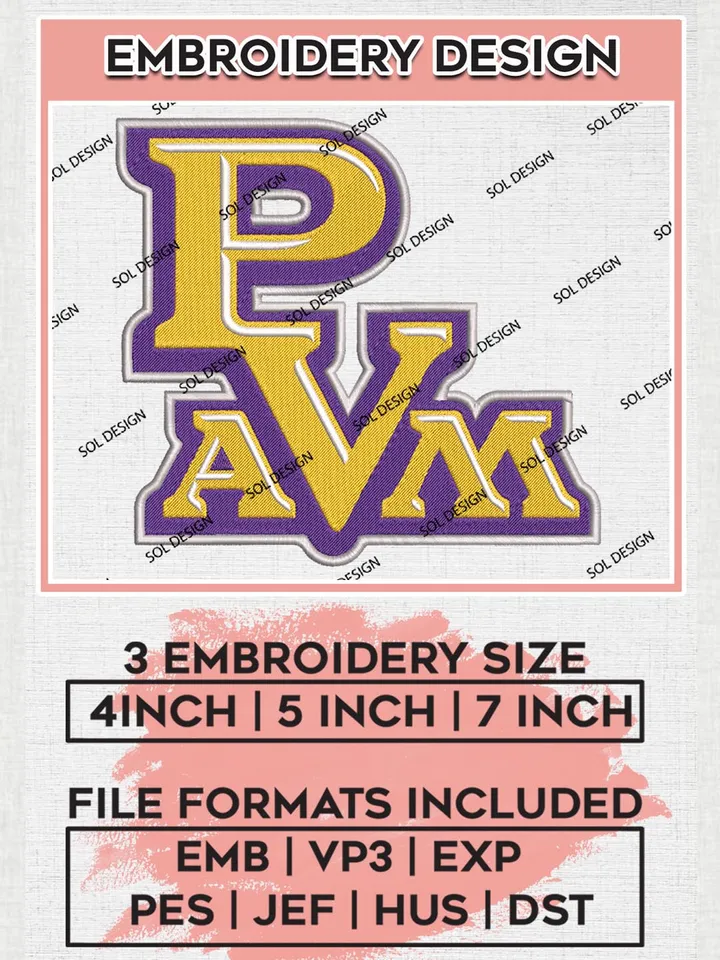 Prairie View A&M Panthers Logo Machine Embroidery Design, NCAA PVAM Panthers Embroidery Design Design files, NCAA Embroidery Designs, NCAA Machine Embroidery Designs, Digital Download