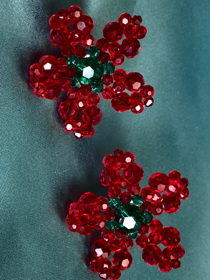 Crystal Flower Earrings Handmade