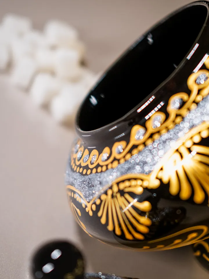 Handmade Serving Bowl | Black and Gold Decorative Candy Bowl
