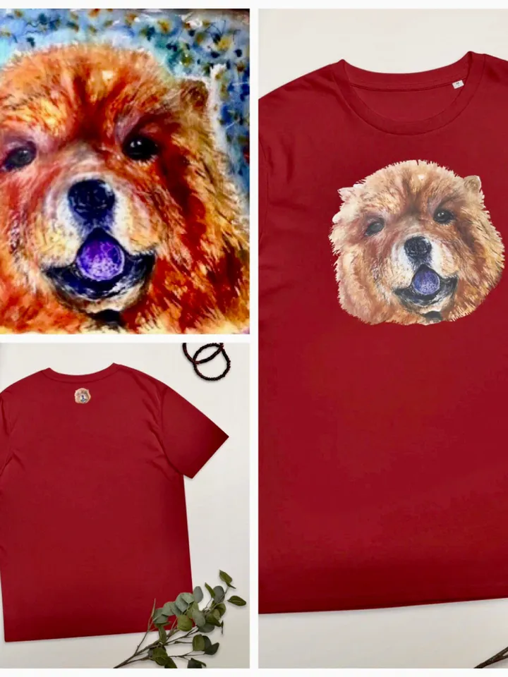 Chow chow Unisex organic cotton t-shirt made with my original watercolour painting,funny animals shirts, dogs lovers designer wearable gifts