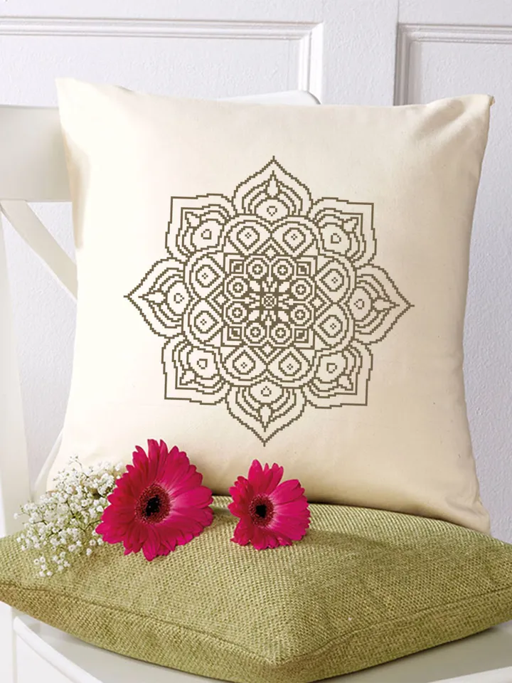 Easy mandala cross stitch pattern download PDF Modern mandala pattern digital PDF, Monochrome cross stitch chart Simple beginner stitch #M33