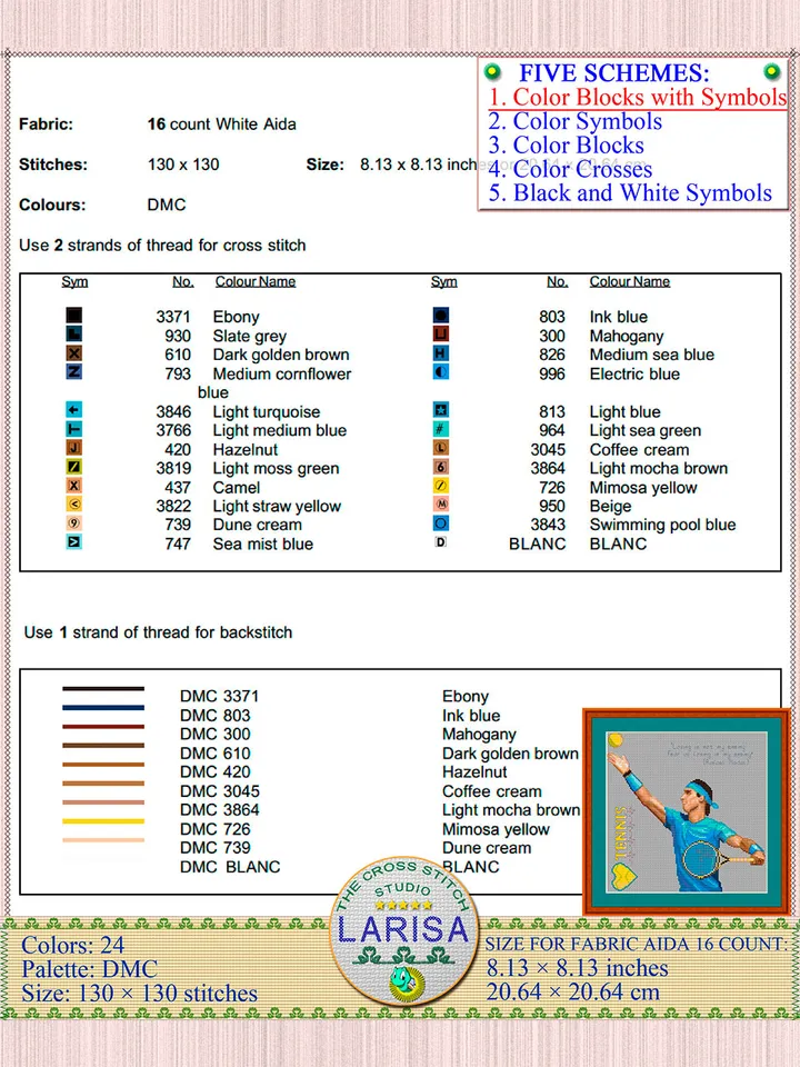 Tennis Cross Stitch Pattern | Tennis Player