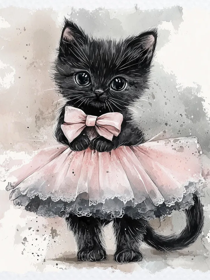 18 Kitten in dress PNG bundle, Floral Kitten Shabby Chic Clipart, Printable Watercolor floral cat Clipart for sublimation, junk journal