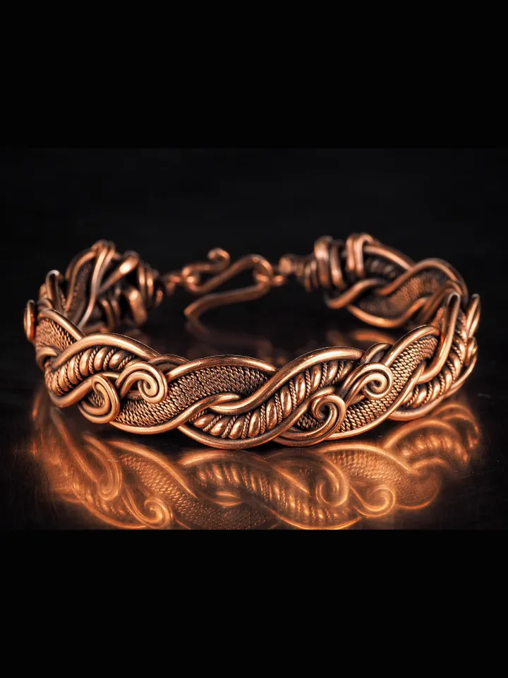Unique handmade copper wire wrapped bracelet for woman Woven wire copper jewelry Wire wrap art copper jewelry Handmade