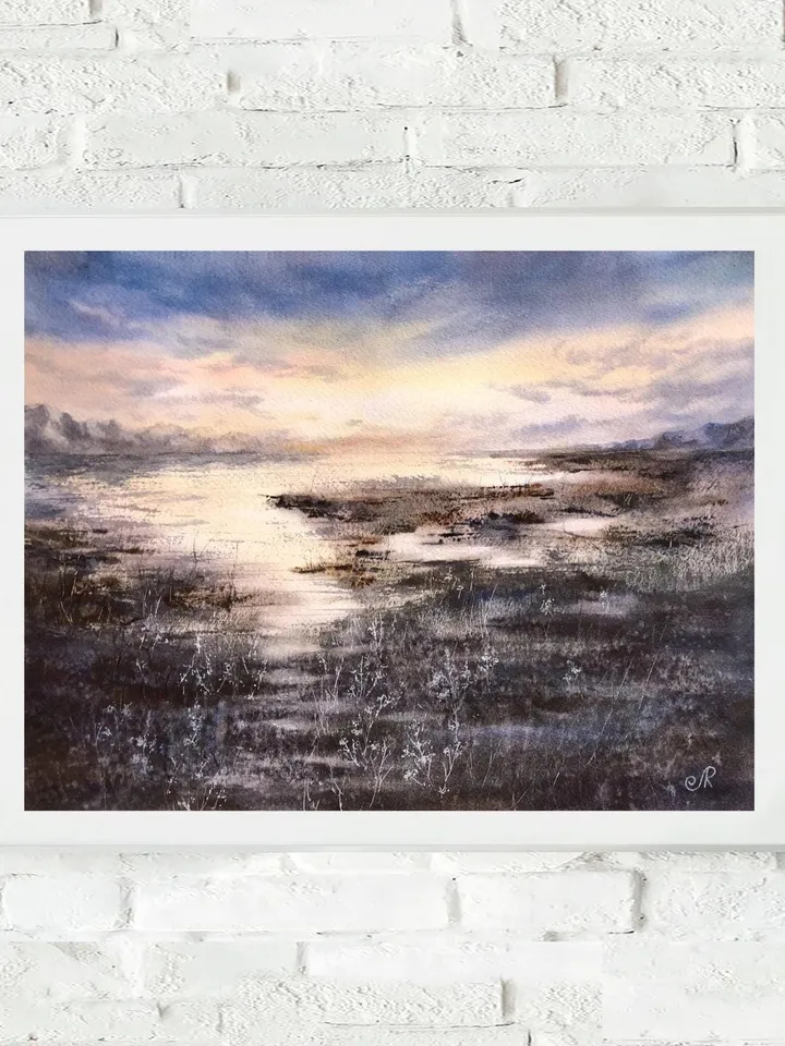 Seascape Original Painting Sunset Landscape Beach Painting Coastal Painting