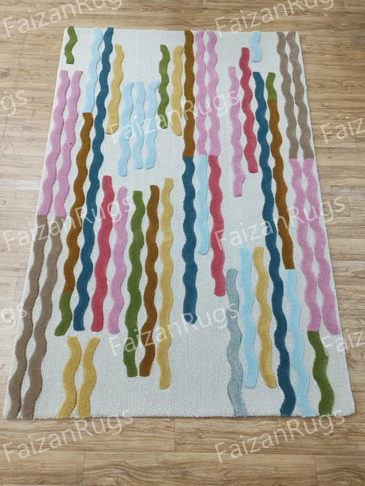 Buy Multi Color Hand tufted rug 100% wool for living room, bed room, kids room in any size 10x14,10x12,9x12,8x10,6x9,5x8,4x6