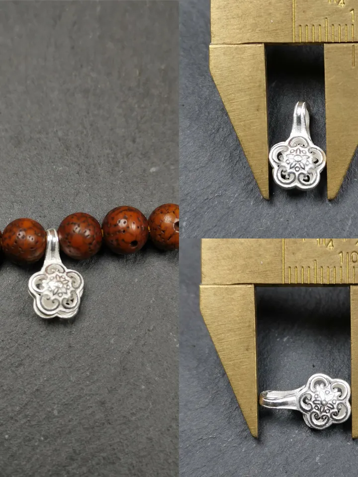 Gandhanra Handmade Tibetan Buddhist Mala Counter Clips,Bum Counter Clip for Prayer Beads,Made of Sterling silver