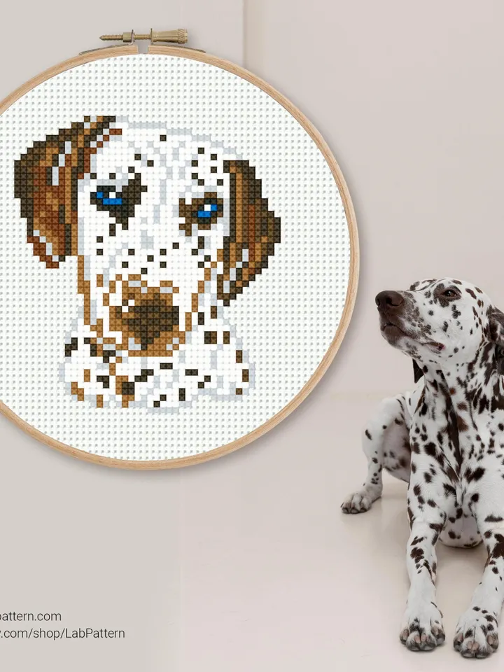 Mini Dalmatian dog Cross stitch patterns, animal, Abstract, pet, beginner counted, modern, gift DIY, embroidery, instant Digital PDF