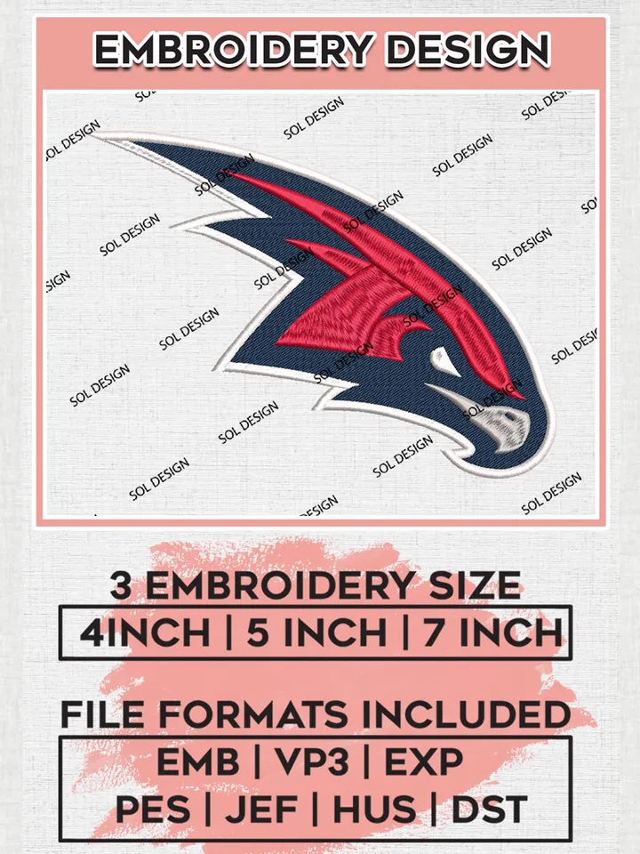 NBA Atlanta Hawks Machine Embroidery Designs, NBA Hawks Embroidery Design Files, NBA Logo Machine Embroidery, NBA Embroidery Design, Digital Download