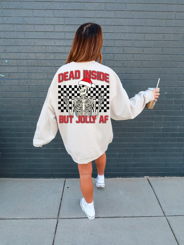 Dead Inside But Jolly AF Svg, Christmas Svg, Skeleton Christmas Svg -Christmas Sublimation skeleton png, holidays png, funny png file