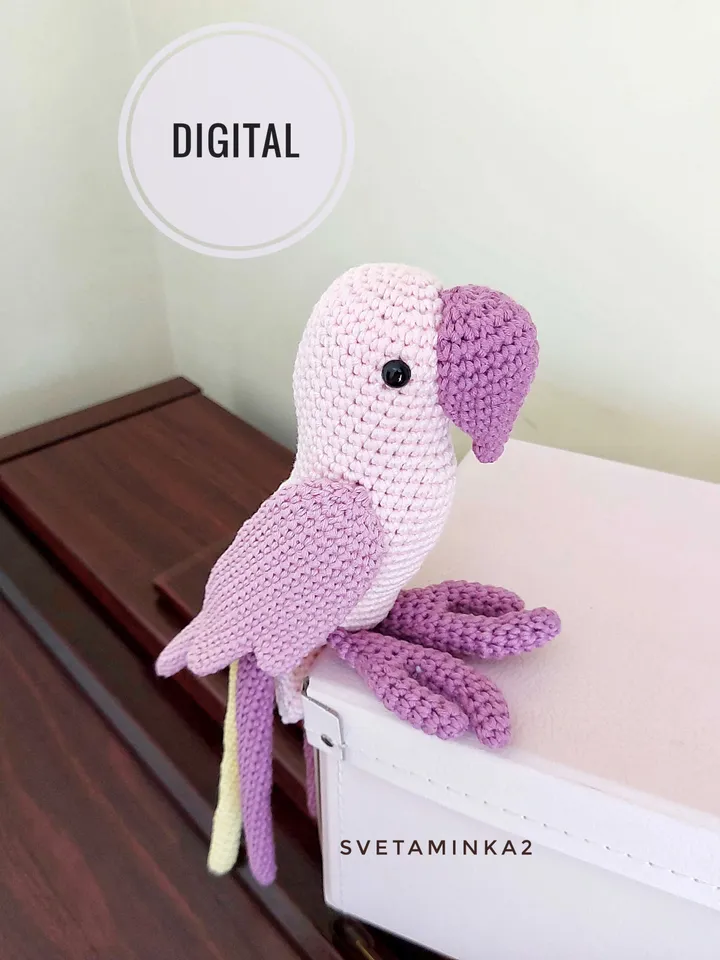 Crochet Parrot Pattern Amigurumi Parakeet. Digital Download. PDF.