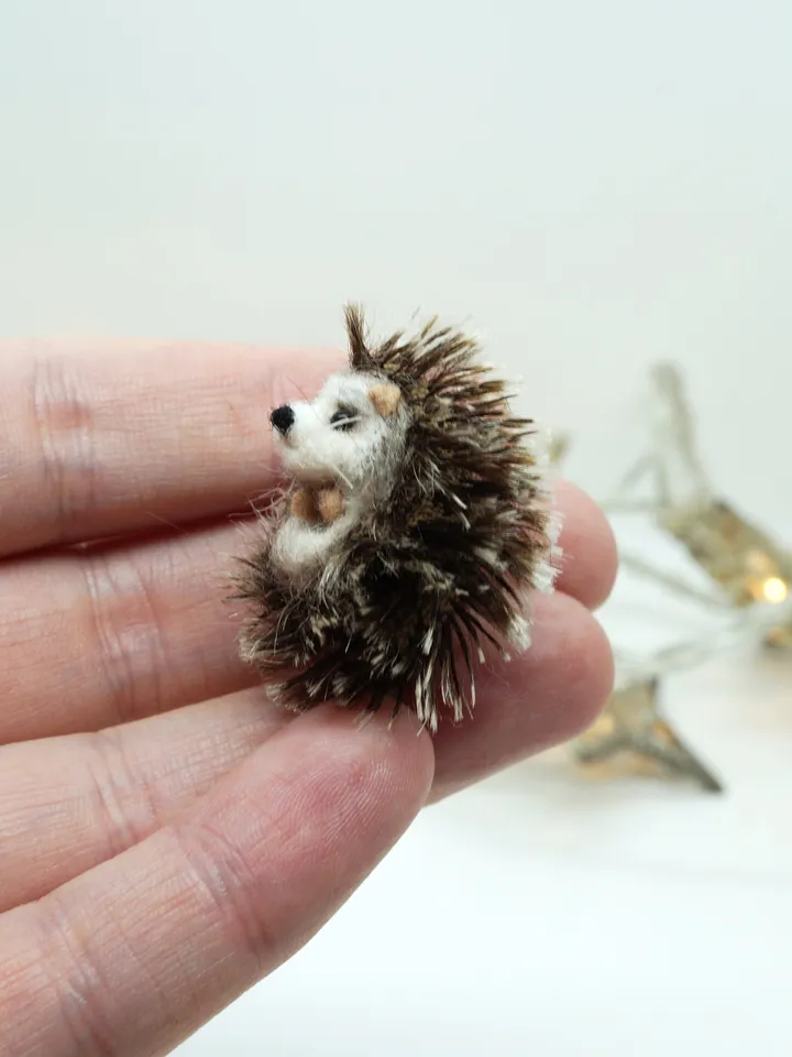 Marshmallow the hedgehog, miniature needle felted animal, baby hedgehog, made to order