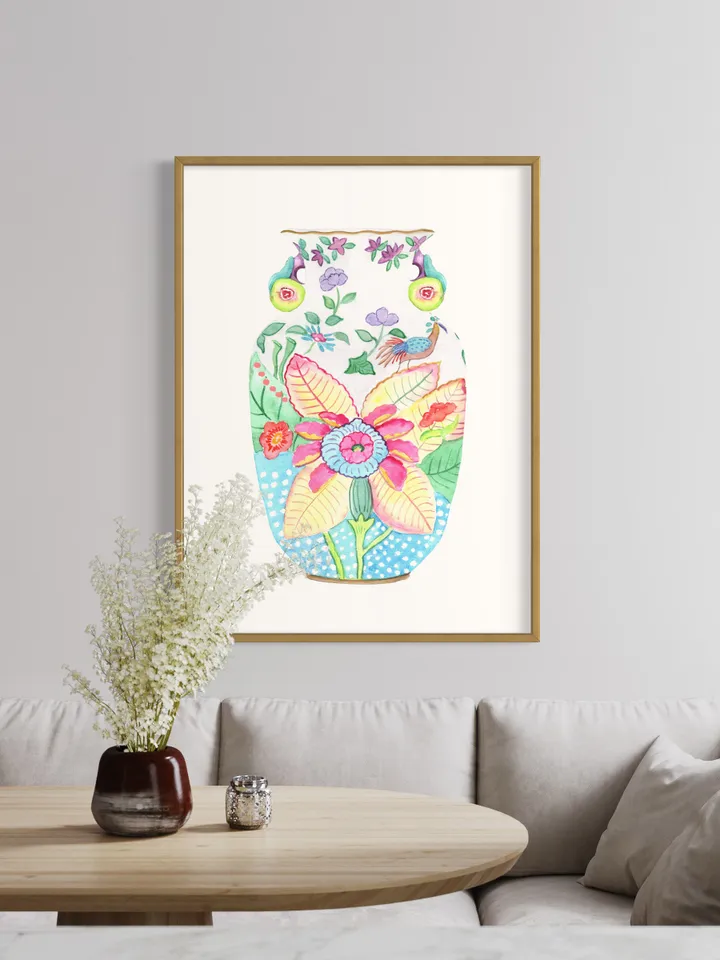 Chinoiserie Vase Art Watercolor Painting Chinoiserie Chic Asian Art Print Ginger Jar Art Vintage Chinoiserie Wall Art Print Floral Decor Art