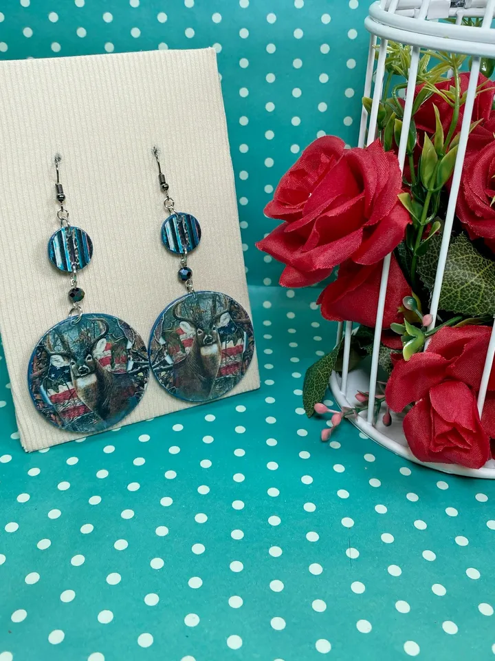 Original handmade earrings. Handmade jewelry. Author's earrings. Handmade. Earrings with deer.