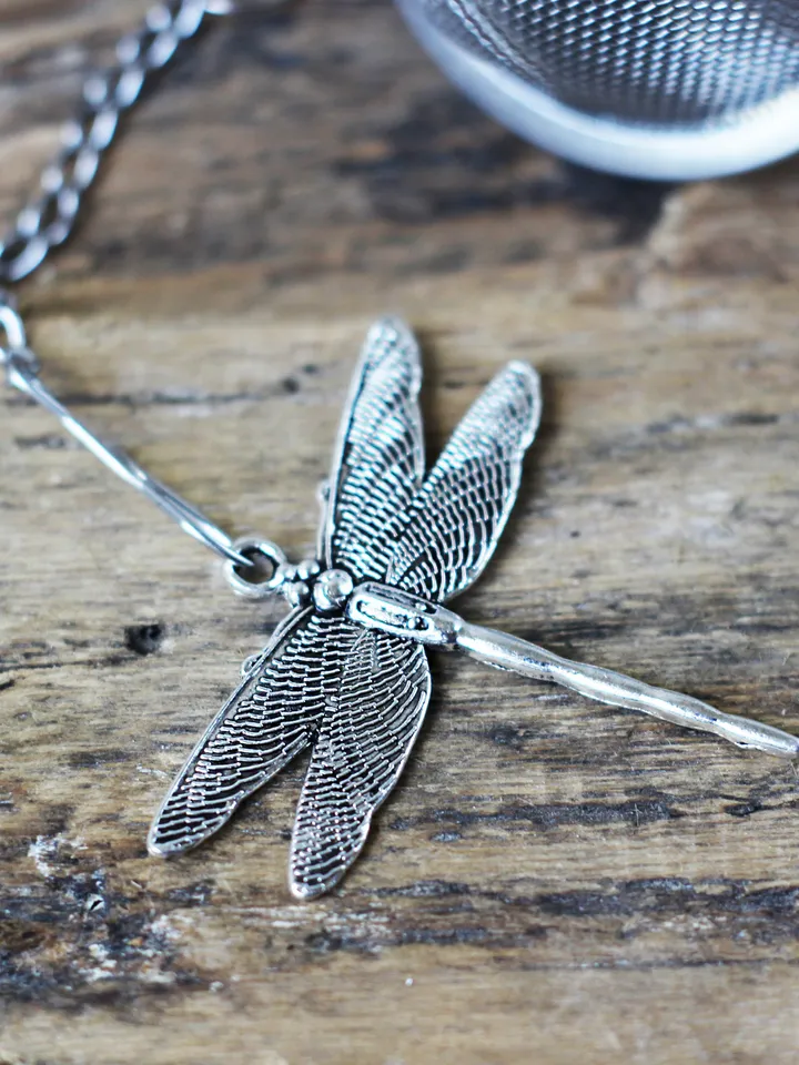 Dragonfly tea strainer for loose leaf tea, Tea infuser with insect charm, Tea Steeper with Dragonfly