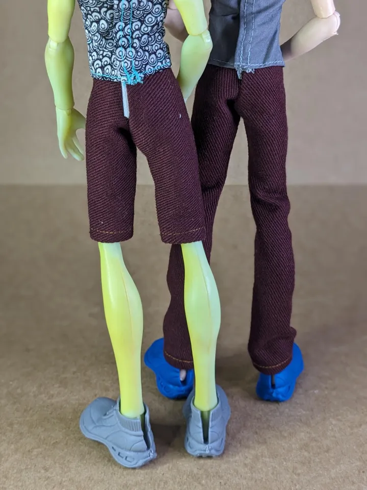 Handmade Burgundy denim pants or shorts for 1/6 scale boy dolls