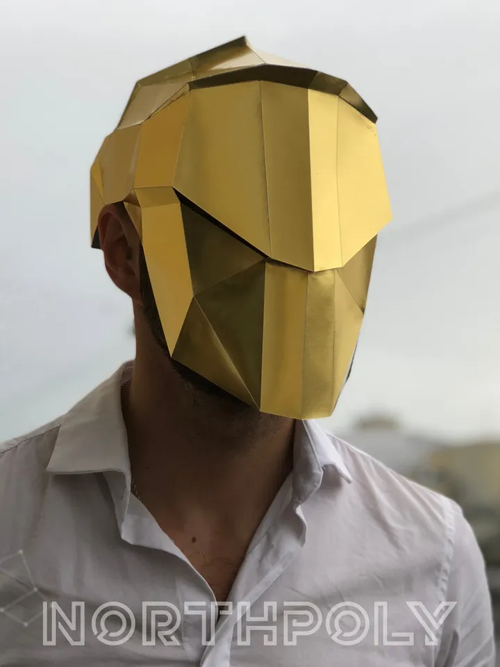 Papercraft Mask of the Future 2, Digital Template, PDF Download, Gurko, 3D Low Poly Animal Mask, DIY Origami, Pepakura, Paper Mask, Costume