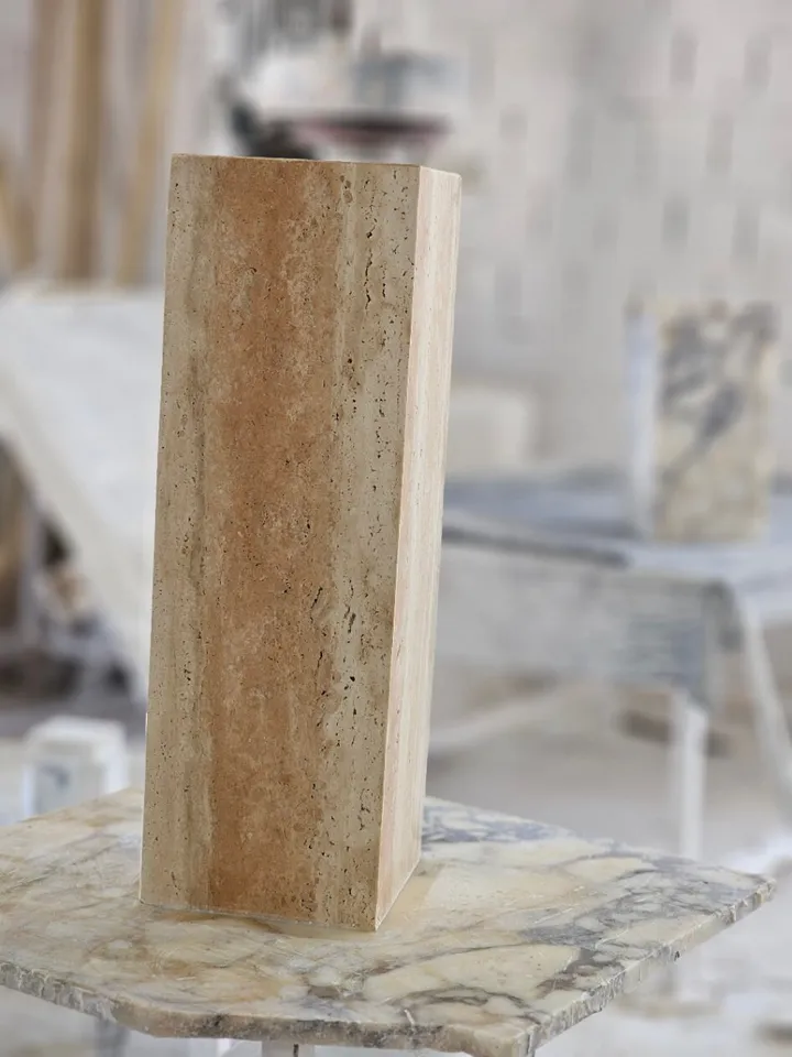 Travertine cube table,nightstand side table end table real travertine handmade and free shipping