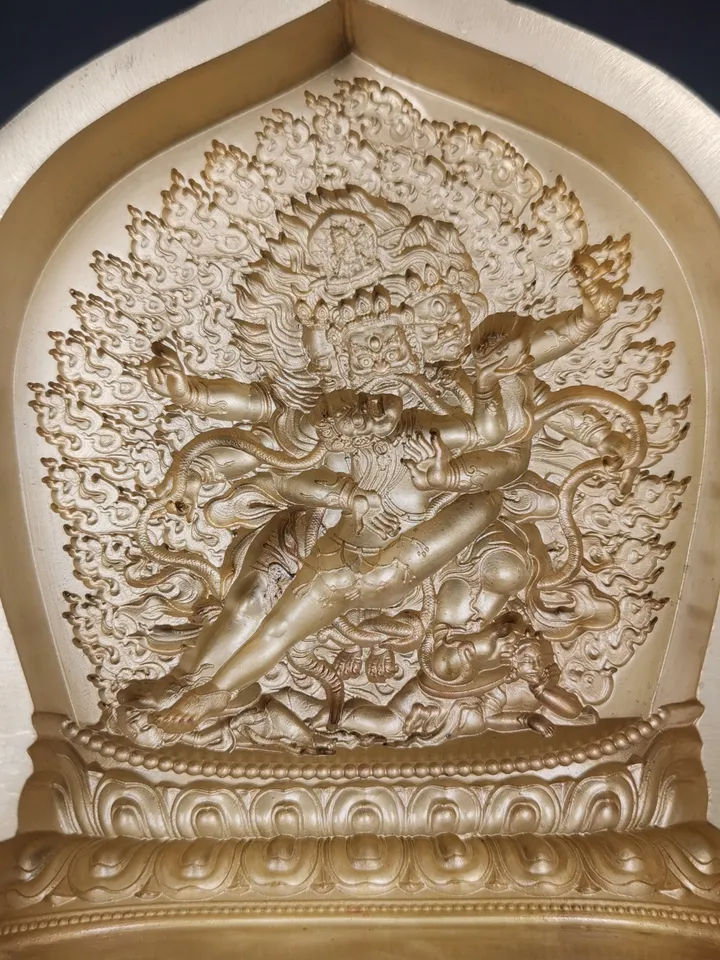 Vajrapani Mahachakra Tsa Tsa Mold,Maha-cakra-vajri,Chagna Dorje Korlo Chen Po,Gandhanra Handmade Tibetan Buddha Statue Mould,12 × 10cm