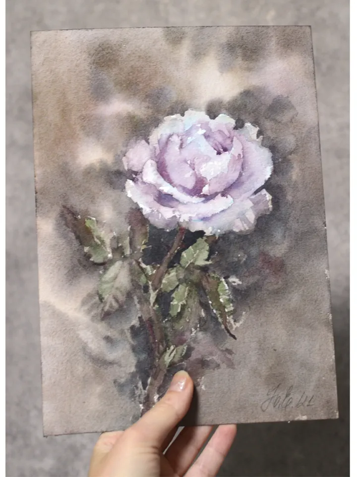 Original painting of rose Watercolor flowers by Yulia Evsyukova