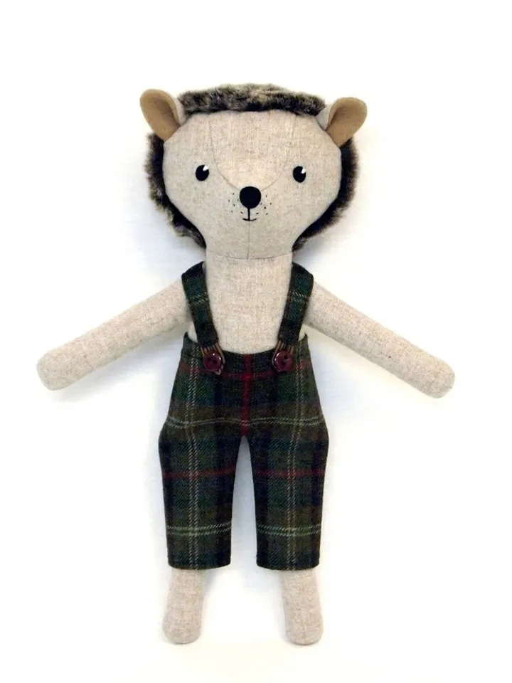 Hedgehog boy, wool stuffed plush toy, handmade animal doll, hedgehog soft toy