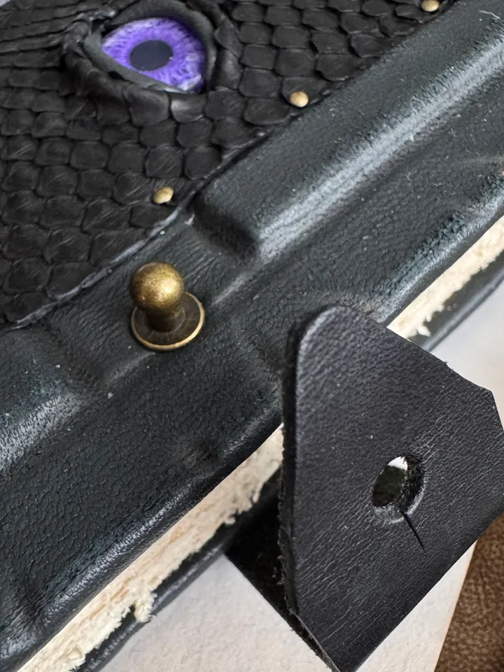 Notebook with an eye made of genuine leather, grimoire, book of shadows.
