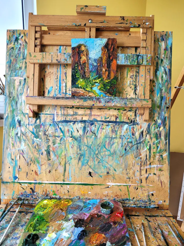 Angels Landing Painting Zion Original Art Impasto Oil Painting 6x8 National Park Landscape Mountain Artwork Hiking Wall Art by ArtFromVictoria