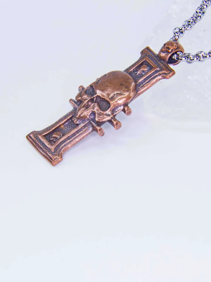 Pure Copper Inquisition Insignia Pendant with Skull