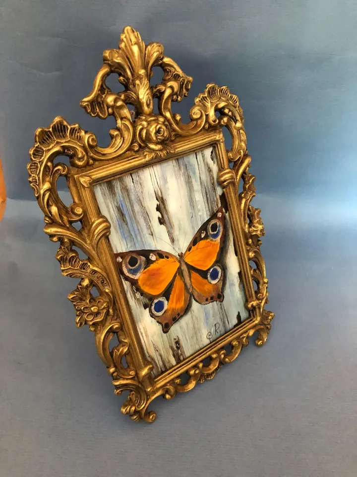 Monarch Butterfly Painting Metal Frame Shabby Chic Painting